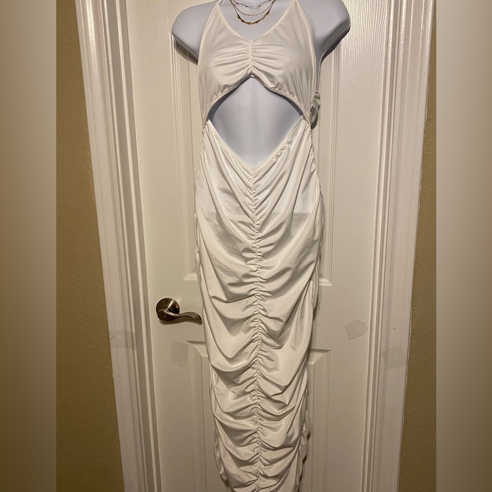 White long dress with cutouts